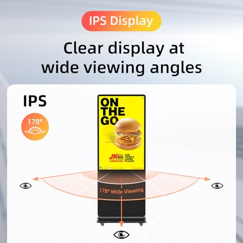 49'' Digital Signage Display Smart Android LCD Sign Kiosk Electronic Menu Board Advertising Display Screen Monitor HDMI WiFi USB 4K Media Video Player (Touchscreen,Black) - color: Black, size: 49-Inch, style: Touch Screen