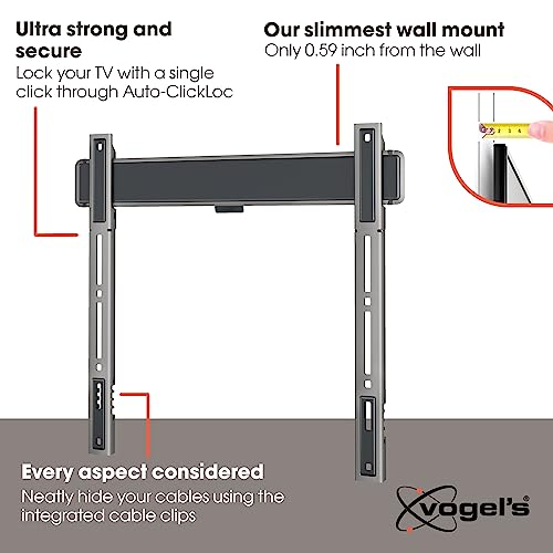 Vogel's TVM 5405 Extremely Flat TV wall Bracket for 32-77 inch TVs, Max. 165 lbs, TV Bracket max. VESA 400x400, Universally Compatible, Distance to the wall only 0.59 inch - size: 32 - 77"