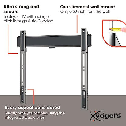 Vogel's TVM 5405 Extremely Flat TV wall Bracket for 32-77 inch TVs, Max. 165 lbs, TV Bracket max. VESA 400x400, Universally Compatible, Distance to the wall only 0.59 inch - size: 32 - 77"