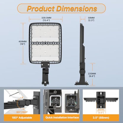 300W LED Parking Lot Light: 36000LM, 120LM/W 5000K Arm Mount 2Pack - size: 300W 2PACK