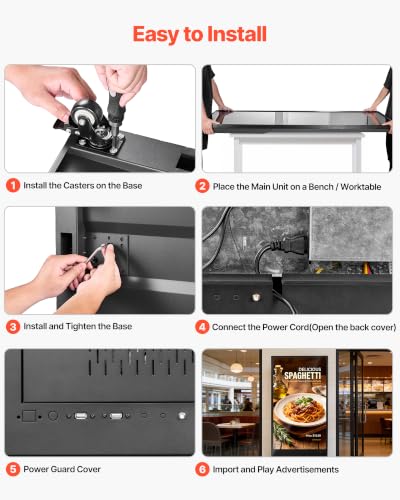 VEVOR 65 in Indoor Digital Signage 4K Floor Stand Advertising Display Kiosk, WiFi HDMI/USB Input Android OS, 178° Wide View, LCD Touchscreen Interactive Monitor, Mobile Commercial Totem Poster - size: 65"-Touchscreen