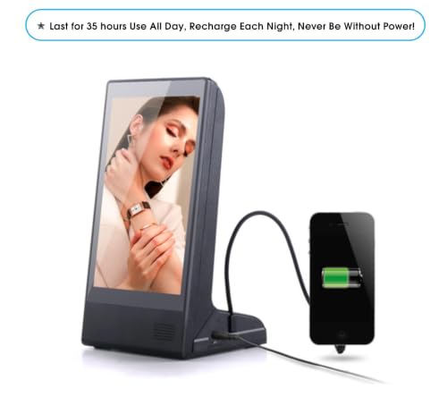 WeADS Electric Sign with Sensitive Touch 8" LCD Screen and WiFi Connection and High-Capacity Portable Charging,Display Table Signs Stand for Restaurant Menu and Show Fair (Black) - color: Android 6.0