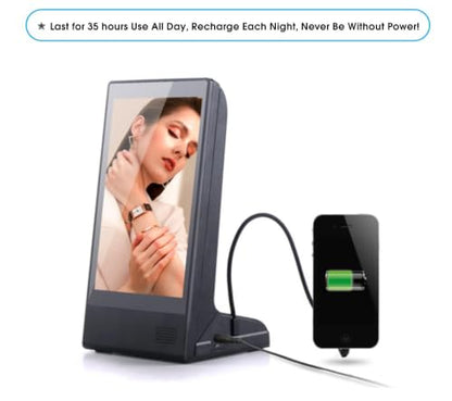 WeADS Electric Sign with Sensitive Touch 8" LCD Screen and WiFi Connection and High-Capacity Portable Charging,Display Table Signs Stand for Restaurant Menu and Show Fair (Black) - color: Android 6.0