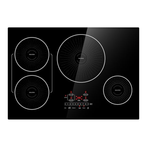 30 Inch Induction Cooktop 4 Burners, Drop-in, Hardwired, Black - size: 30 Inch
