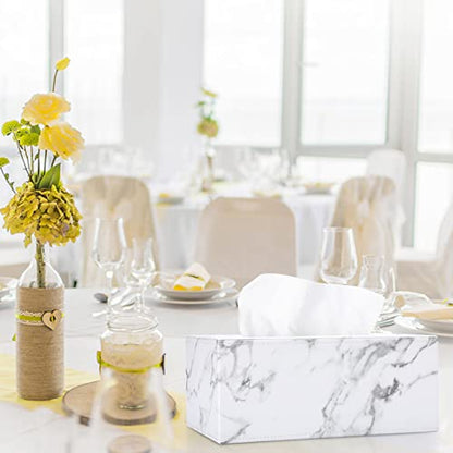 Sumnacon Tissue Box Cover Rectangle with Magnetic Bottom,Marble White,M - color: Marble White, size: Medium