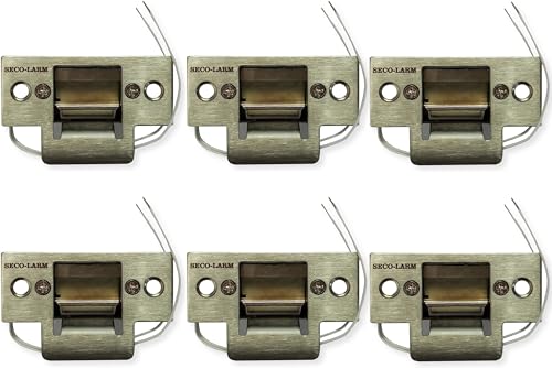 Seco-Larm SD-991A-D1Q Pack of 6 Mini No-Cut Electric Door Strikes; Indoor Use, Converts Cylindrical Lock Sets Into an Electronic Access-Controlled Locking System, Stainless Steel Keeper - size: Pack of 6
