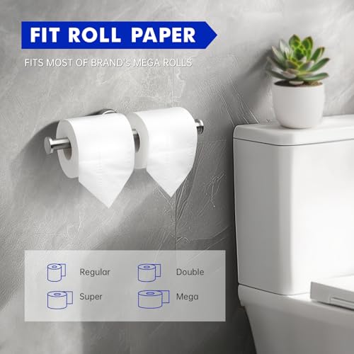 Gorlary Double Roll Toilet Paper Holder Wall Mount, Brushed Nickel, Silver - color: Silver