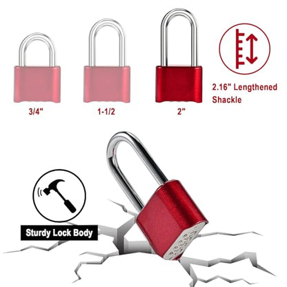 Faburo Combination Lock, 4-Digit Heavy Duty Combo Lock - color: 2pcs-Long-Red