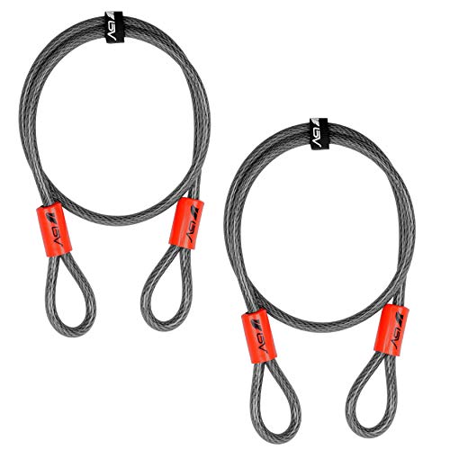 BV Heavy-Duty 4FT Security Cable Lock with Loops - 10mm (3/8 Inch) Cut-Resistant Braided Steel Cable-Versatile & Weatherproof - Security Chain for Padlock, Chain Lock, Wire Lock (Pair) - color: Pair, style: 4 FT