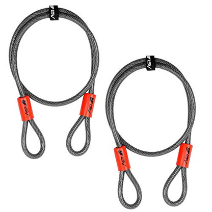 BV Heavy-Duty 4FT Security Cable Lock with Loops - 10mm (3/8 Inch) Cut-Resistant Braided Steel Cable-Versatile & Weatherproof - Security Chain for Padlock, Chain Lock, Wire Lock (Pair) - color: Pair, style: 4 FT