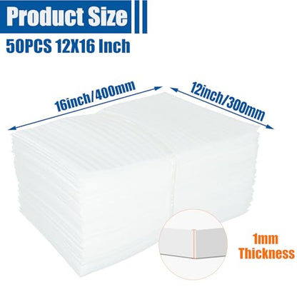 Cushion Foam Wrap Pouches for Moving(50 Pack 12"x16'') - size: 12"X 16" 50PCS