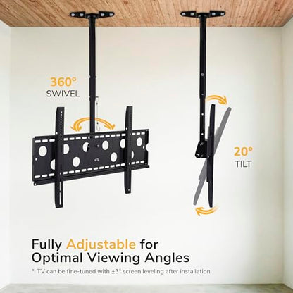 Mount-It! Ceiling TV Mount for 42–98 Inch TVs – Full Motion Swivel, Tilt & Height Adjustable Bracket, 220 lb Heavy-Duty Capacity, VESA 800x450, Sloped Ceilings & Corners – Home & Commercial Use - size: Large Single