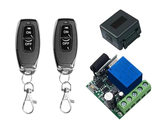 QIACHIP DC 5V 6V 9V 12V 24V 48V 60V Wireless Remote Switch 433Mhz 1 Channel Relay Receiver Momentary Toggle Latch with 2 Transmitters for Gate Door Open,LED,Car - style: 1 receiver + 2 transmitters