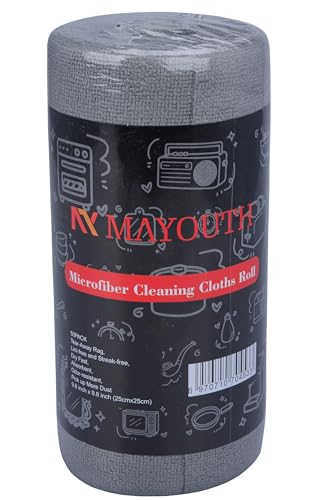 Microfiber Cleaning Cloths Roll 50-Pack Reusable Paper Towels for Car Wash Supplies Ultra Absorbent Kitchen Dish Rags House Window Cleaning Cloths Lint Free Tear Away (Dark Gray) - color: Dark Gray