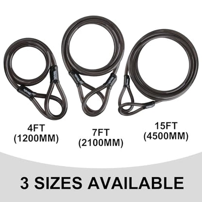 Venzio Heavy Duty 4FT 12mm (1/2 inch) Bike Lock Cable with Loops - size: 4FT