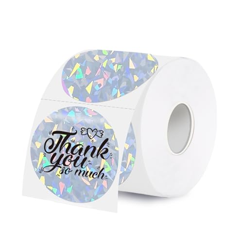 2 Inch Holographic Thermal Labels,Sliver Round Thermal Printer Labels,Printable Round Thermal Printer Labels Self-Adhesive Direct Thermal Label(300 Labels/Roll Glass) - color: Glass Fragments, size: 2 inch