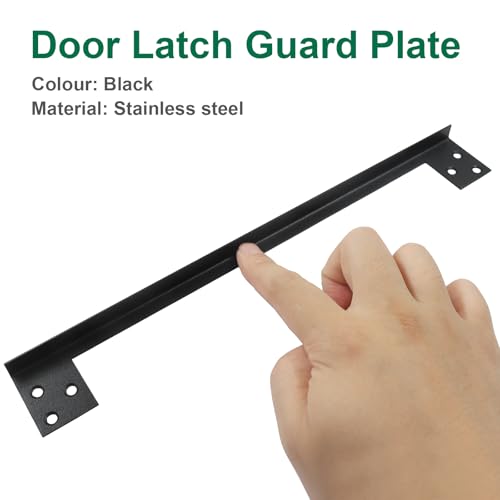 1 Pcs Latch Guard Plate – 11 Inch Stainless Steel Outswing Security Protector, Heavy Duty L-Shaped Lock Shield to Prevent Forced Entry, Credit Card Hacking & Jimmying
