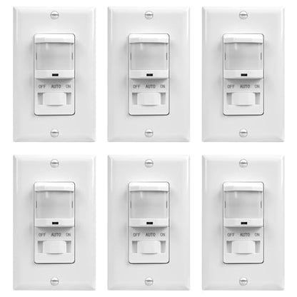 TOPGREENER in-Wall PIR Motion Sensor Light Switch,Need Neutral Wire,6 Pack - color: White, size: 6 Pack