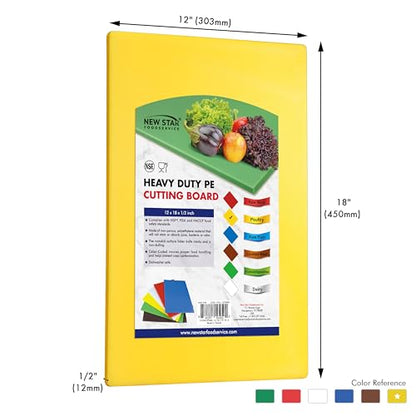 New Star Foodservice 12" x 18" Yellow Cutting Board - color: Yellow, size: 18"L x 12"W