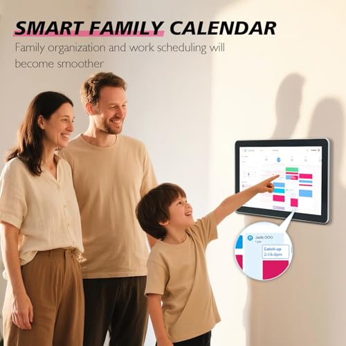 15.6 to 27 inch Touchscreen Digital Calendar & Wall Planners, Smart Whiteboard Calendar for Chore Chart & Work Schedule, Built in Speakers and Camera, Include Wall Mount & Desk Stand (15.6-inch) - size: 15.6-inch