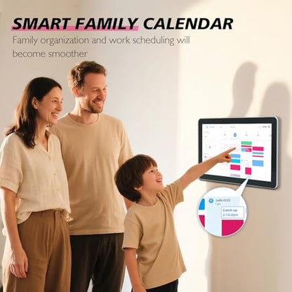 15.6 to 27 inch Touchscreen Digital Calendar & Wall Planners, Smart Whiteboard Calendar for Chore Chart & Work Schedule, Built in Speakers and Camera, Include Wall Mount & Desk Stand (17.3-inch) - size: 17.3-inch