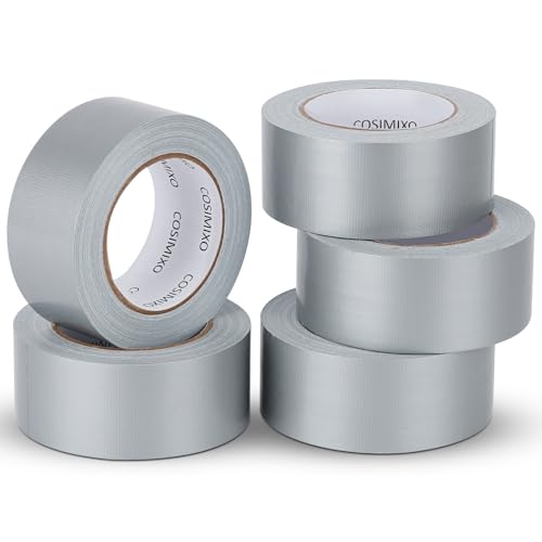 COSIMIXO 5-Pack Silver Heavy Duty Duct Tape, 2 inches x 30 Yards, Strong, Flexible, No Residue, All-Weather and Tear by Hand - Bulk Value for Repairs, Industrial, Professional Use - color: Silver, size: 5-Pack 2" x 30yds