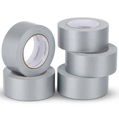 COSIMIXO 5-Pack Silver Heavy Duty Duct Tape, 2 inches x 30 Yards, Strong, Flexible, No Residue, All-Weather and Tear by Hand - Bulk Value for Repairs, Industrial, Professional Use - color: Silver, size: 5-Pack 2" x 30yds