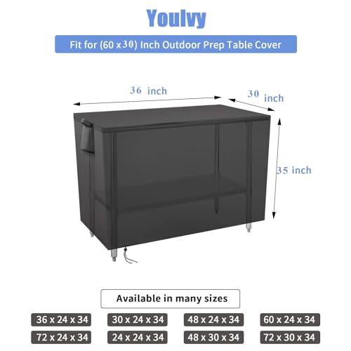 Outdoor Prep Table Cover for Metal BBQ Cart Table, 36x30x35 Inch - size: 36" x 30" x 35"