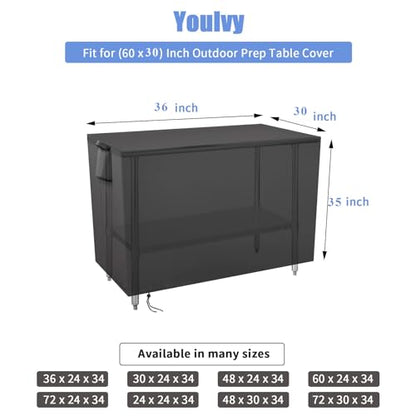 Outdoor Prep Table Cover for Metal BBQ Cart Table, 36x30x35 Inch - size: 36" x 30" x 35"