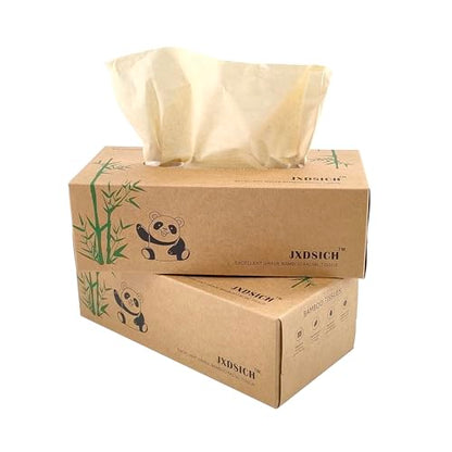Bamboo Facial Tissues，soft nature bamboo facial tissue,100% virgin bamboo,Bulk carton of 8 boxes (100 Tissues per boxes,800 Tissues Total) | kraft paper Box, 3 Ply tissues