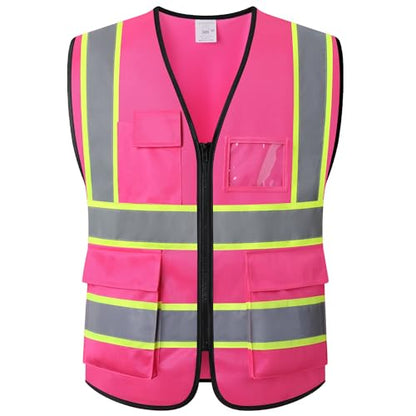 High Visibility Neon Safety Vest for Men Women,EK175,Pink,M - color: Hot Pink, size: Medium