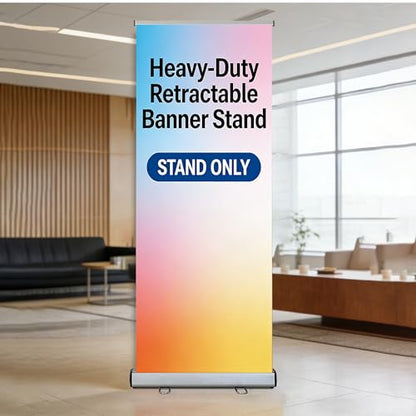 Retractable Banner Stand 24" W x 60" H – Heavy Duty Roll Up Banner Display with Padded Carrying Bag for Trade Show, Exhibition, Business Advertising (Stand Only) - size: 60" Height