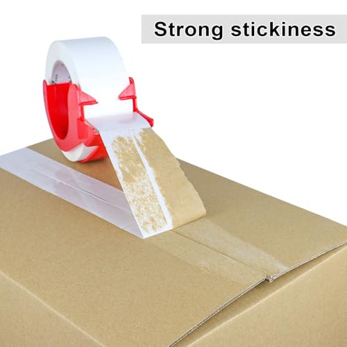 BOMEI PACK Packing Tape with Red Dispenser White Packaging Tape for Shipping Moving Strong Sealing Adhesive Industrial Depot Tapes for Storage 1.88 inch x 60 Yards, 6 Rolls - color: white