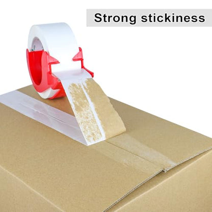 BOMEI PACK Packing Tape with Red Dispenser White Packaging Tape for Shipping Moving Strong Sealing Adhesive Industrial Depot Tapes for Storage 1.88 inch x 60 Yards, 6 Rolls - color: white