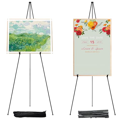 2 Pack Easel Stand for Wedding Sign & Poster, Adjustable Easels for Display - color: Black 2PC