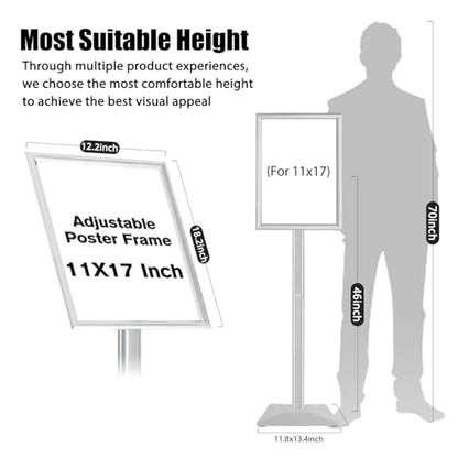 Sign Stand for Display, Ultra Stable Heavy Duty Pedestal Signage Holder - size: 11x17, style: Silver