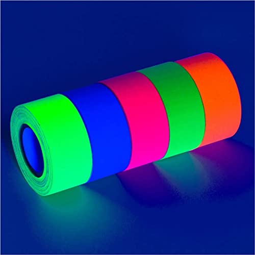 Glow King Blacklight Reactive Glow Tape | Premium UV Fluorescent Neon Party Gift for Events | Multipurpose Luminous Colored Tape for Room Decoration | Glow in the Dark Cloth Tape – 1 in x 18 ft - size: Wide - 1" x 18'