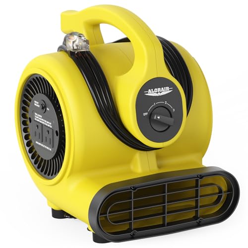 ALORAIR 3 Speed Air Mover Blower Fan 115W 600CFM Utility Floor Fan - Yellow - color: GF600A Air Mover in Yellow