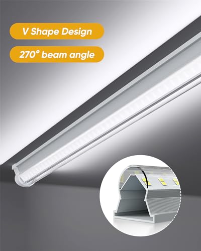 4FT 4 Pack LED Shop Lights, 60W 7500LM 6000K Workbench Tube Light - size: 7500LM-4Pack