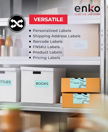 enKo 30256 6 Rolls | 1800 Blue Turquoise Thermal Labels (2-5/16 x 4 in) - color: Tiffany Blue