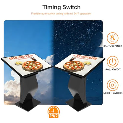 43 Inch Touch Screen Kiosk, 10pt PCAP Touch Screen Digital Signage, Plug&Play K-Style Indoor Digital Signage, Interactive LCD Display Signage, CMS/U-Disk Publish Content, Split Screen, Android 11 - color: 43"+Black (Android OS)