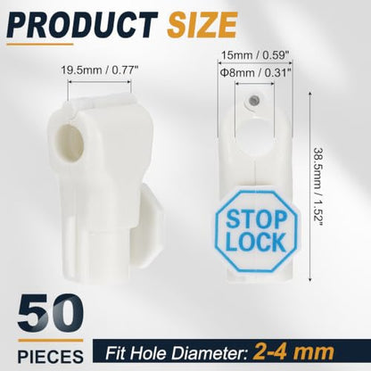 uxcell Pegboard Hook Stop Locks, 8mm White Display Hook Locks 50Pcs - color: White, size: 8mm