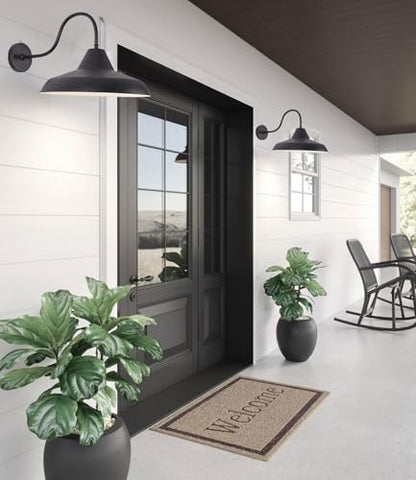 18" Large Gooseneck Barn Light, Dusk to Dawn Exterior Wall Fixture - size: 18 in