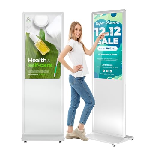 MWE 37 Inch Touchscreen Kiosk, Indoor Floor Standing Digital Signage Displays, LCD Screen Advertising Display Totem, Interactive Display Poster Android System with Auto Media Player-White - color: White, size: 37 inch, style: Touch-Screen