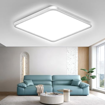 15.7Inch 32W Square LED Ceiling Light Fixtures Flush Mount, 5000K Daylight White LED Ceiling Lamp, Surface Mount Modern Ceiling Lights, White Slim Flat Panel Lighting for Bedroom, Kitchen, Bathroom - color: Daylight White, size: 15.7 inch White