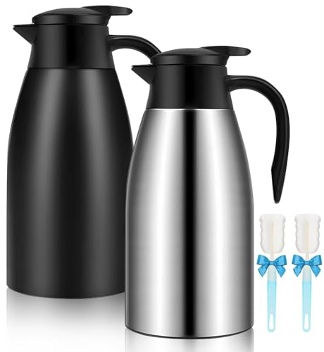 68oz Coffee Carafe Insulated, Thermal Coffee Carafe for Keeping Hot, 2 Pack - color: Silver, Matte Black