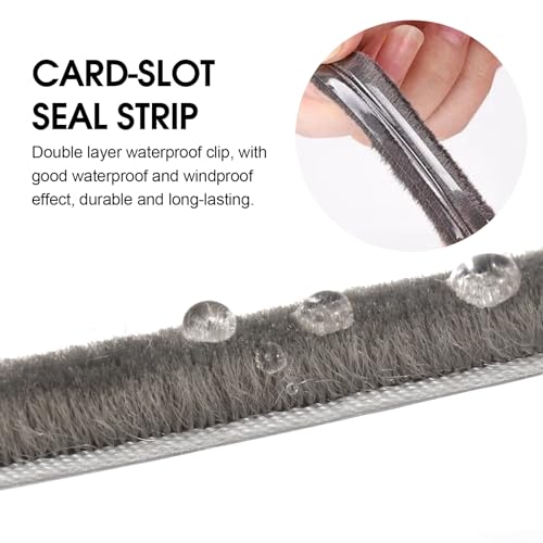 16 Ft (5m) 196 Inch Sliding sash Windows Doors Tape Pile Draught excluder Brush Seal Strip weatherstrip 7mm x 6mm (7/24 1/4 Inch, Gray) - size: 7mm * 6mm