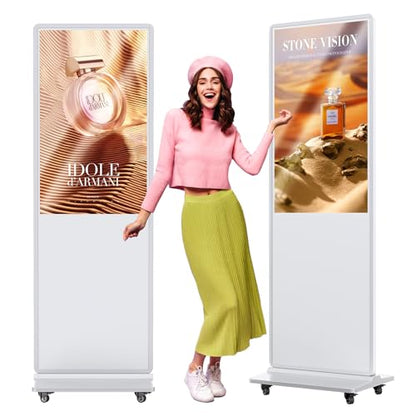 43'' Digital Signage Display Smart Android LCD Sign Kiosk Electronic Menu Board Advertising Display Screen Monitor HDMI WiFi USB 4K Media Video Player (TouchScreen,White) - color: White, size: 43-Inch, style: Touch Screen
