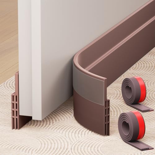 2 Pack Under Door Draft Stopper Weather Stripping Door Seal Threshold Strip - color: Brown, size: 2 Pack