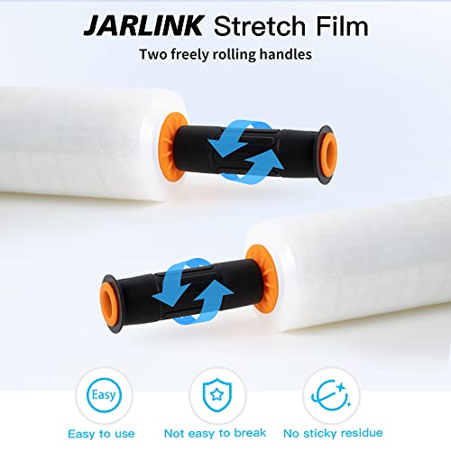 JARLINK Stretch Film, 15" x 1000' Shrink Pallet Wrap W/Handles, 60 Gauge (Pack of 4) - size: 8 Pack, style: Orange Handles